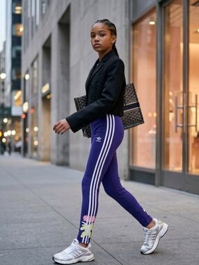 Adidas Originals Girls' 3-Striped Flieal Leggings